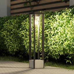 Lucande Kalisa path light, E27, IP44, 70 cm, grey, metal