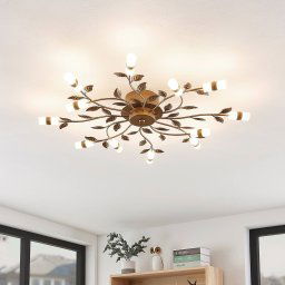 Lindby LED ceiling light Bentas, bronze, metal, Ø 80cm