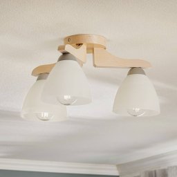 Lamkur Haro ceiling light, white beech/white, 3-bulb