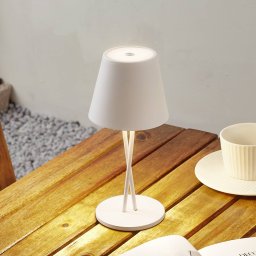 Lindby LED rechargeable table lamp Janea CROSS, white, metal
