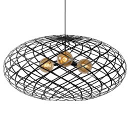 Lucide Wolfram hanging light, oval lampshade 100 cm black