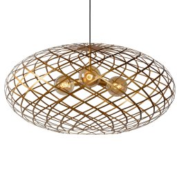 Lucide Wolfram hanging light, oval lampshade, 100 cm gold