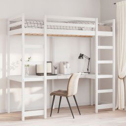 vidaXL Loft Bed Frame without Mattress White 80x200 cm Solid Wood Pine