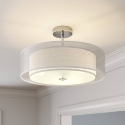 Lindby ceiling light Pikka, white, textile, Ø 50 cm, E27