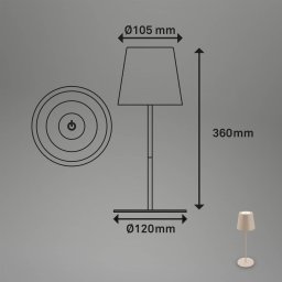 Briloner LED battery table lamp 7508011, beige, 2,700 K IP44 touch dimmer