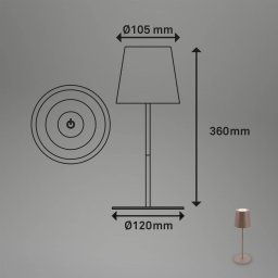 Briloner LED table lamp with battery 7508012, brown, 2,700 K IP44 touch dimmer