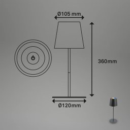 Briloner LED table lamp with rechargeable battery 7507015, anthracite RGBW IP44 touch