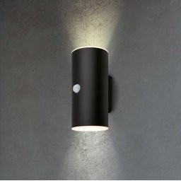 Briloner LED outdoor wall light with rechargeable battery 3787015, black, sensor, up/down