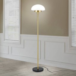 ORION Sparta floor lamp, black/brass, glass, marble, 148 cm