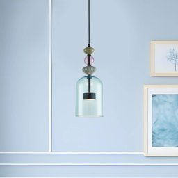 Eko-Light LED hanging light Arte, lampshade glass, blue, Ø 16 cm, 12 W