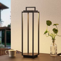 Lucande LED outdoor light Elaja, black, rechargeable battery, USB, dimmable