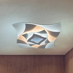 Näve LED ceiling lamp Liora, white, metal, length 46 cm, CCT, 3D