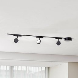 Lindby Track lighting system 48V Lumaro, spots, 3-bulb, black, Ø 7.3cm