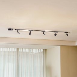 Lindby Track lighting system 48V Lumaro, spots, 5-bulb, black, Ø 7.3cm