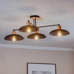 EMIBIG LIGHTING Kobe ceiling light, 4-bulb, steel, wood, black