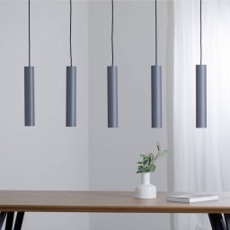 Argon Brenta pendant light, grey, steel, length 110 cm, 5-bulb