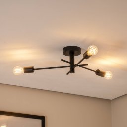Argon Garos ceiling light, black, steel, 3-bulb