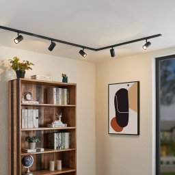 Lindby single-circuit track lighting system Linaro, GU10, 5-bulb, black