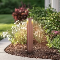 Lucande LED path light Raiku, rust-coloured, aluminium, 65 cm