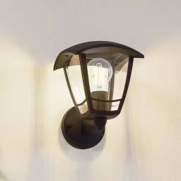 Lindby outdoor wall lamp Isidoro, black, lantern, plastic