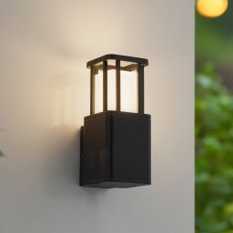 Lucande LED outdoor wall light Dakil, black, aluminium