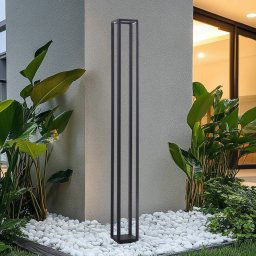 Lucande Thorvid LED outdoor light, height 180 cm, black