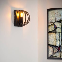 Lucide Manuela wall light, cage lampshade, black