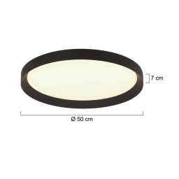 Steinhauer LED ceiling light Flady, black, Ø 50 cm, direct/indirect