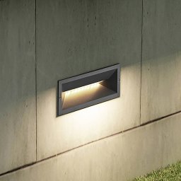 Lucande LED recessed wall light Jaano, anthracite, aluminium, IP65