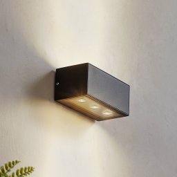 Lucande Selim LED outdoor wall light, length 15.3 cm, black