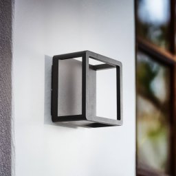 Lucande LED outdoor wall light Thorvid, black, aluminium, 18 cm