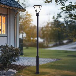 Lucande LED outdoor light Elario, 222 cm, black, aluminium