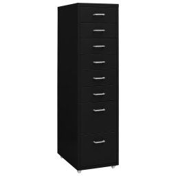 vidaXL Mobile File Cabinet Black 28x41x109 cm Metal