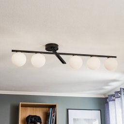 SIGMA Baleo ceiling light, black/opal, 5-bulb