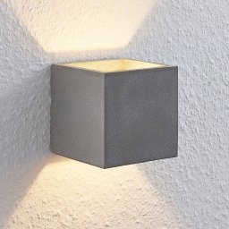 Lindby wall lamp Nellie, grey, concrete, 11.5 cm wide