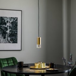 Nowodvorski Lighting Cylinder pendant light, clear/brass, height 15 cm