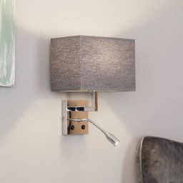 Nowodvorski Lighting Wall lamp Hotel with flex arm and textile shade, grey