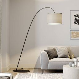 Nowodvorski Lighting Alice arc lamp with grey textile shade