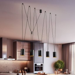Nowodvorski Lighting More Tone pendant light, black/gold, 5-bulb