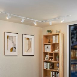 Lindby single-circuit track lighting system Linaro, GU10, 5-bulb, white