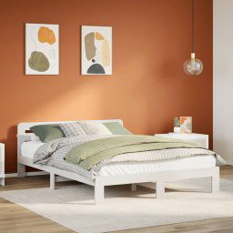 vidaXL Bed Frame without Mattress White 140x200 cm Solid Wood Pine