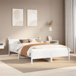 vidaXL Bed Frame without Mattress White 150x200 cm King Size Solid Wood Pine
