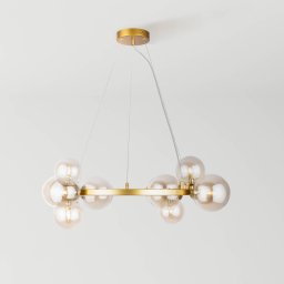 Maytoni pendant light Dallas, 11-bulb, gold-coloured/amber