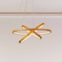 Searchlight LED pendant light Eternity, gold-coloured, bamboo, Ø 50 cm