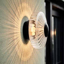DESIGN BY US LED outdoor wall light New Wave Optic, glass, Ø 26 cm, IP65