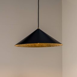 Eko-Light Fuji pendant light, composite fibre, black/gold-coloured, Ø 50 cm
