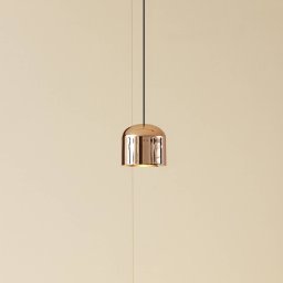 Lindby LED hanging light Lumaro, gold, Ø 8 cm, aluminium,48V,dimmable