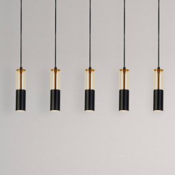 Searchlight Merrygold pendant light, black/amber, metal, GU10, 5-bulb.