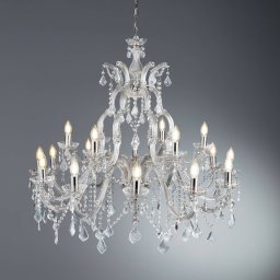 Searchlight Marie Therese chandelier, 18-light, chrome, crystal glass