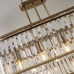 Searchlight Victoria hanging light, brass-coloured, crystal glass, 78 cm, E27